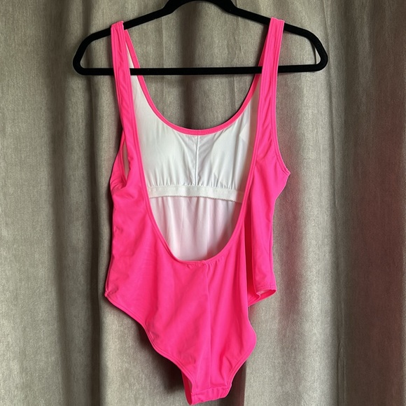 Hot Pink One-Piece Open Back Bathing Suit - Picture 2 of 3